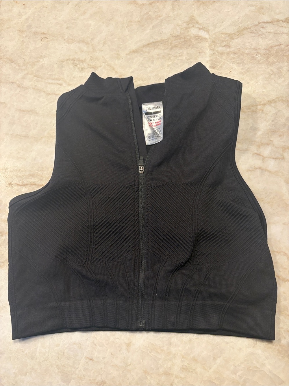 Gymshark Black Zip-Up Crop Vest